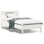 White pine wood bed frame with headboard 90x200 cm by , Beds and slatted bases - Ref: Foro24-842659, Price: 92,06 €, Discount: %
