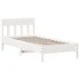 White pine wood bed frame with headboard 90x200 cm by , Beds and slatted bases - Ref: Foro24-842659, Price: 92,06 €, Discount: %