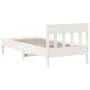 White pine wood bed frame with headboard 90x200 cm by , Beds and slatted bases - Ref: Foro24-842659, Price: 92,06 €, Discount: %