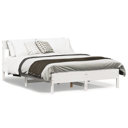 Estructura de cama con cabecero madera pino blanco 135x190 cm de , Camas y somieres - Ref: Foro24-842667, Precio: 124,87 €, D...