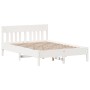 Estructura de cama con cabecero madera pino blanco 135x190 cm de , Camas y somieres - Ref: Foro24-842667, Precio: 124,87 €, D...
