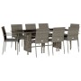 Set comedor jardín 9 pzas y cojines ratán sintético gris en Conjuntos de jardín | Comprar online en Foru.es