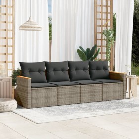 Set de sofás de jardín 4 pzas y cojines ratán sintético gris de , Conjuntos de jardín - Ref: Foro24-3258175, Precio: 253,39 €...