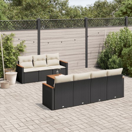 Set de sofás de jardín 8 piezas y cojines ratán sintético negro de , Conjuntos de jardín - Ref: Foro24-3258206, Precio: 475,9...