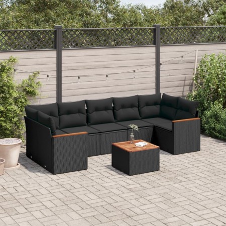 Set de sofás de jardín 8 piezas y cojines ratán sintético negro de , Conjuntos de jardín - Ref: Foro24-3258212, Precio: 525,2...