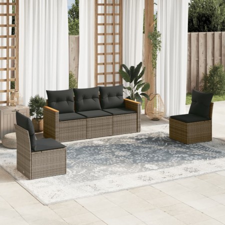 Juego de sofás jardín con cojines 5 pzas ratán sintético gris de , Conjuntos de jardín - Ref: Foro24-3258252, Precio: 294,31 ...