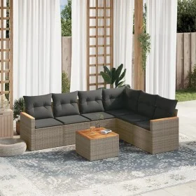 Set de sofás de jardín 7 piezas con cojines ratán PE gris de , Conjuntos de jardín - Ref: Foro24-3258413, Precio: 412,30 €, D...