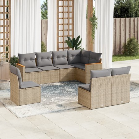 Juego de sofás de jardín con cojines beige 8 pzas ratán PE de , Conjuntos de jardín - Ref: Foro24-3258447, Precio: 502,03 €, ...