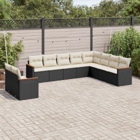 Set de sofás de jardín 10 pzas cojines ratán sintético negro de , Conjuntos de jardín - Ref: Foro24-3258514, Precio: 604,44 €...
