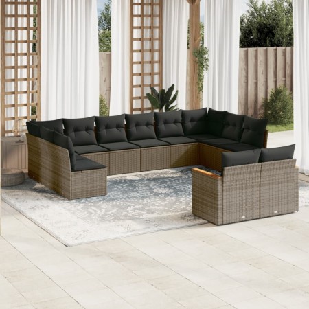 Set de sofás de jardín 12 pzas con cojines ratán sintético gris de , Conjuntos de jardín - Ref: Foro24-3258847, Precio: 783,5...