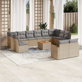 Set sofás de jardín con cojines 13 pzas ratán sintético beige de , Conjuntos de jardín - Ref: Foro24-3258853, Precio: 825,79 ...