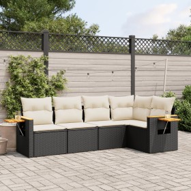 Set de muebles de jardín 5 pzas y cojines ratán sintético negro de , Conjuntos de jardín - Ref: Foro24-3259186, Precio: 340,7...