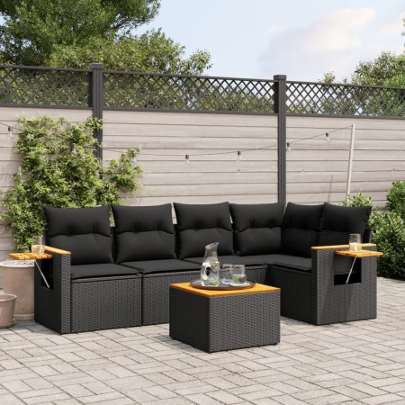 Set de sofás de jardín 6 piezas y cojines ratán sintético negro de , Conjuntos de jardín - Ref: Foro24-3259192, Precio: 436,7...