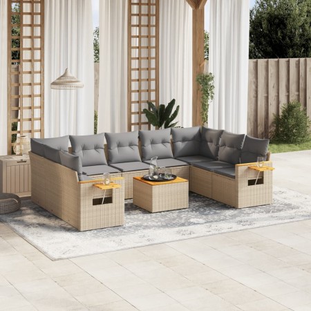 Juego de sofás jardín con cojines beige 10 pzas ratán sintético de , Conjuntos de jardín - Ref: Foro24-3259525, Precio: 664,9...