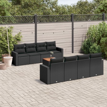 Set de sofás de jardín 8 piezas y cojines ratán sintético negro de , Conjuntos de jardín - Ref: Foro24-3224039, Precio: 561,0...