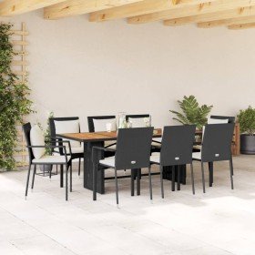 Set de comedor de jardín 9 pzas y cojines ratán sintético negro en Conjuntos de jardín | Comprar online en Foru.es