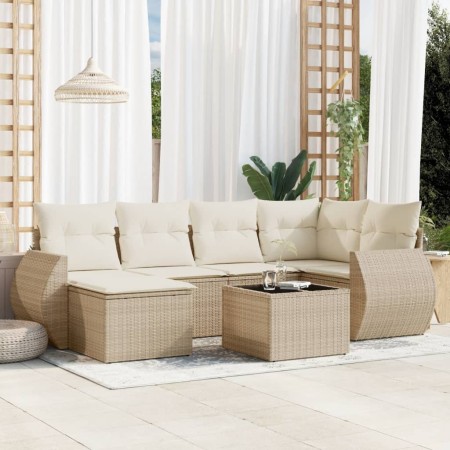 Set sofás de jardín 7 piezas y cojines ratán sintético beige de , Conjuntos de jardín - Ref: Foro24-3254005, Precio: 508,12 €...