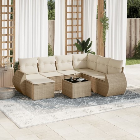 Juego de sofás de jardín con cojines beige 8 pzas ratán PE de , Conjuntos de jardín - Ref: Foro24-3254045, Precio: 549,93 €, ...