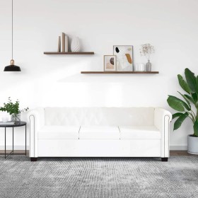Sofá Chesterfield de 3 plazas cuero sintético blanco en Sofás | Comprar online en Foru.es