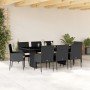 Set de comedor de jardín 9 pzas y cojines ratán sintético negro en Conjuntos de jardín | Comprar online en Foru.es