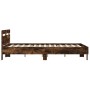 Cama con cabecero madera de ingeniería roble ahumado 150x200 cm de , Camas y somieres - Ref: Foro24-3207417, Precio: 143,37 €...