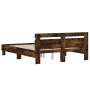 Cama con cabecero madera de ingeniería roble ahumado 150x200 cm de , Camas y somieres - Ref: Foro24-3207417, Precio: 143,37 €...