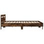 Cama con cabecero madera de ingeniería roble ahumado 180x200 cm de , Camas y somieres - Ref: Foro24-3207403, Precio: 192,40 €...