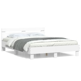Estructura cama con cabecero madera ingeniería blanco 140x200cm de , Camas y somieres - Ref: Foro24-3207420, Precio: 118,50 €...