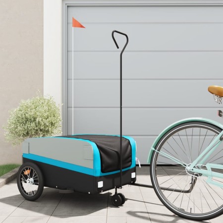Remolque para bicicleta hierro negro y azul 45 kg de , Remolques para bicicletas - Ref: Foro24-94072, Precio: 91,42 €, Descue...