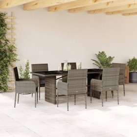 Set comedor jardín 7 pzas y cojines ratán sintético gris en Conjuntos de jardín | Comprar online en Foru.es
