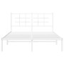 Estructura de cama de metal con cabecero blanca 135x190 cm de , Camas y somieres - Ref: Foro24-355609, Precio: 82,52 €, Descu...