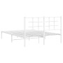 Estructura de cama de metal con cabecero blanca 135x190 cm de , Camas y somieres - Ref: Foro24-355609, Precio: 82,52 €, Descu...