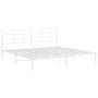 Estructura de cama de metal con cabecero blanco 193x203 cm de , Camas y somieres - Ref: Foro24-355616, Precio: 91,15 €, Descu...