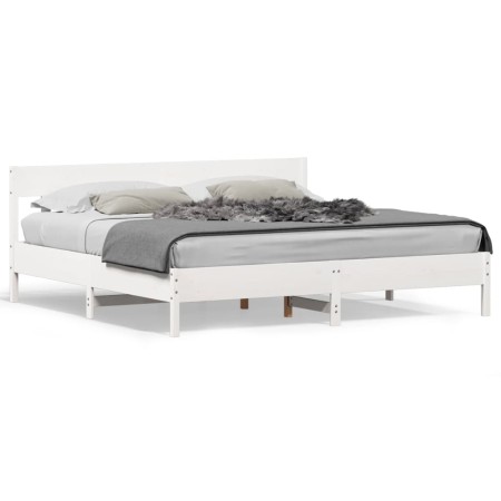 Estructura cama cabecero madera maciza pino blanco 180x200 cm de , Camas y somieres - Ref: Foro24-3216204, Precio: 209,10 €, ...