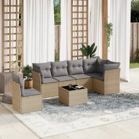 Set sofás de jardín 7 piezas y cojines ratán sintético beige de , Conjuntos de jardín - Ref: Foro24-3249548, Precio: 431,86 €...