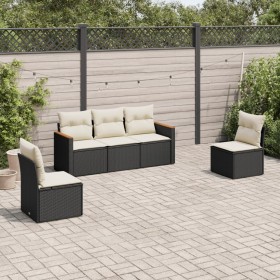 Set de muebles de jardín 5 pzas y cojines ratán sintético negro de , Conjuntos de jardín - Ref: Foro24-3258248, Precio: 291,9...