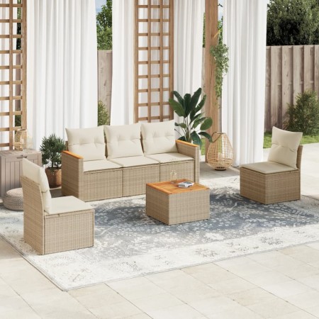 Juego de sofás jardín con cojines 6 pzas ratán sintético beige de , Conjuntos de jardín - Ref: Foro24-3258257, Precio: 363,22...