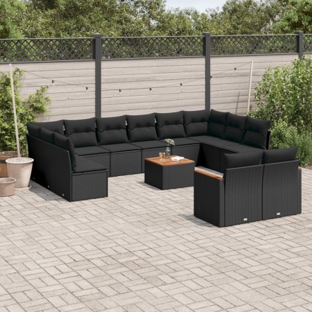 Set de sofás de jardín y cojines 13 pzas ratán sintético negro de , Conjuntos de jardín - Ref: Foro24-3258849, Precio: 851,94...