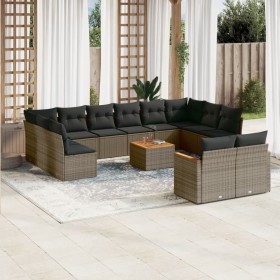 Set sofás de jardín con cojines 13 piezas ratán sintético gris de , Conjuntos de jardín - Ref: Foro24-3258854, Precio: 819,53...
