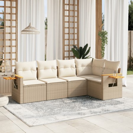 Juego de sofás jardín con cojines 5 pzas ratán sintético beige de , Conjuntos de jardín - Ref: Foro24-3259188, Precio: 400,16...