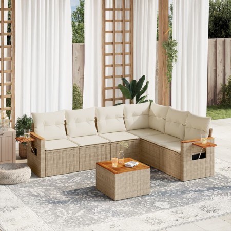 Set sofás de jardín 7 piezas y cojines ratán sintético beige de , Conjuntos de jardín - Ref: Foro24-3259251, Precio: 513,97 €...