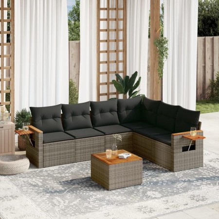 Set de sofás de jardín 7 piezas con cojines ratán PE gris de , Conjuntos de jardín - Ref: Foro24-3259253, Precio: 439,70 €, D...