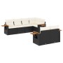 Set de comedor de jardín 7 pzas y cojines ratán sintético negro de , Conjuntos de jardín - Ref: Foro24-3259382, Precio: 499,9...