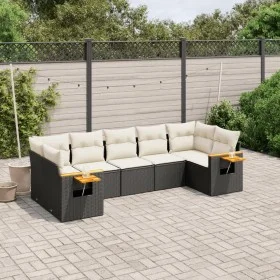 Set de comedor de jardín 7 pzas y cojines ratán sintético negro de , Conjuntos de jardín - Ref: Foro24-3259508, Precio: 452,6...