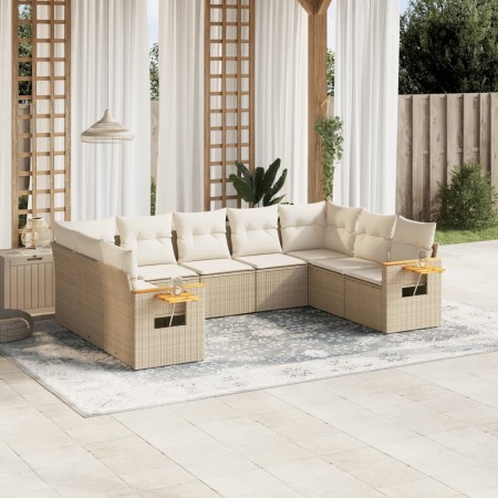 Set de sofás de jardín 9 pzas con cojines ratán sintético beige de , Conjuntos de jardín - Ref: Foro24-3259517, Precio: 679,9...