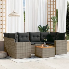 Set de sofás de jardín 7 piezas con cojines ratán PE gris de , Conjuntos de jardín - Ref: Foro24-3224023, Precio: 416,81 €, D...