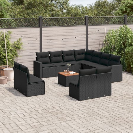 Set de sofás de jardín 12 piezas cojines ratán sintético negro de , Conjuntos de jardín - Ref: Foro24-3224179, Precio: 722,15...