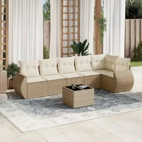 Set sofás de jardín 7 piezas y cojines ratán sintético beige de , Conjuntos de jardín - Ref: Foro24-3253735, Precio: 515,88 €...