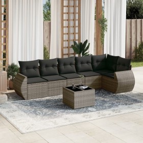 Set de sofás de jardín 7 piezas con cojines ratán PE gris de , Conjuntos de jardín - Ref: Foro24-3253737, Precio: 454,40 €, D...