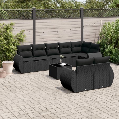 Set de sofás de jardín 8 piezas y cojines ratán sintético negro de , Conjuntos de jardín - Ref: Foro24-3253962, Precio: 621,0...